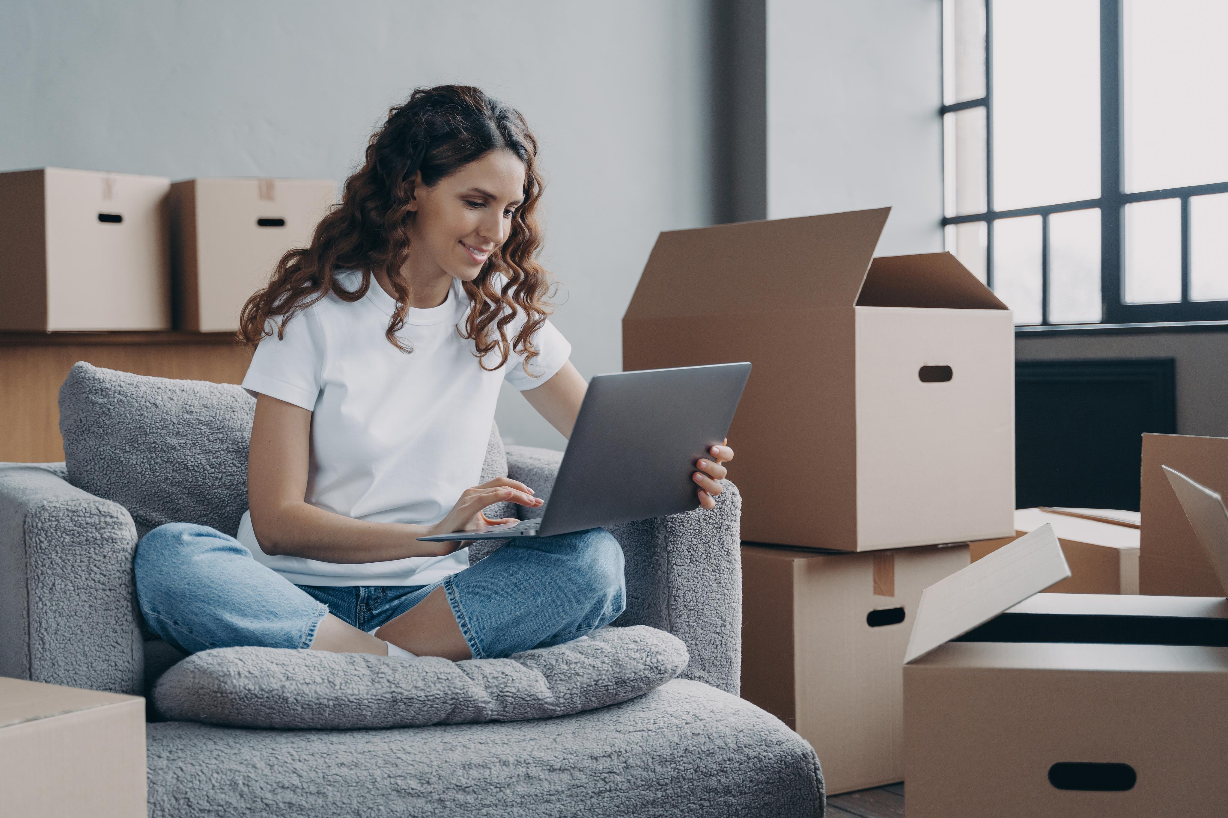 happy young woman selling or purchasing apartment